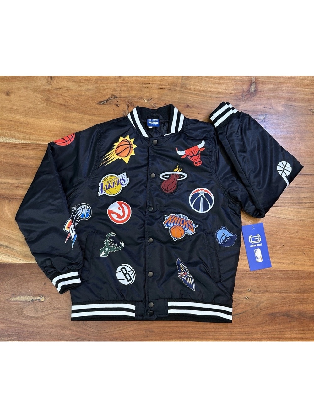 NBA OFFICIAL BOMBER JACKET ALL TEAM LOGO BOYS 10/12
